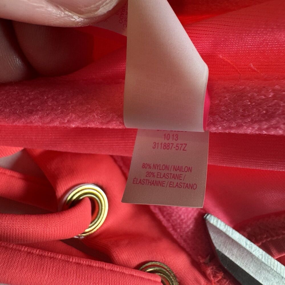 Victoria's Secret Bright Pink bandeau bikini top Lace Up Back Swim Size 36DD - Picture 8 of 8